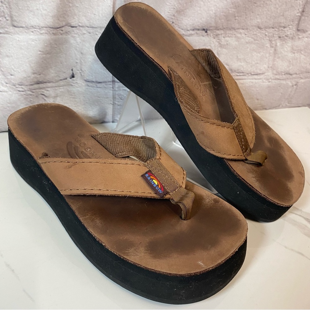 Rainbow Sandals Wedge Platform Flip Flops Women’s sz 8.5